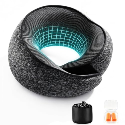 YC Kitchen Travel Pillow for Airplane, Memory Foam Neck Pillow for Adults