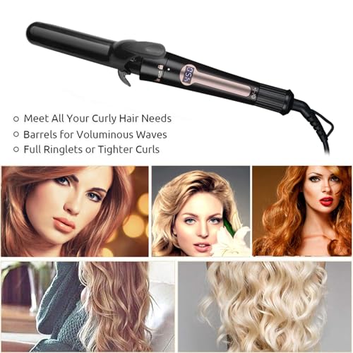 Image of Curling Iron, Curling Wand Set (Black, Curling Iron (0.35 inch -1.25 inch))