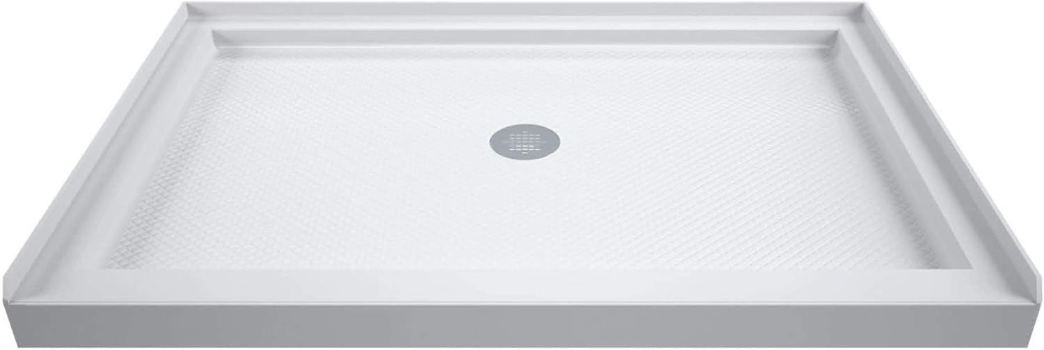 DreamLine SlimLine 32 in. D x 48 in. W x 2 3/4 in. H Center Drain Single Threshold Shower Base in White, DLT-1132480