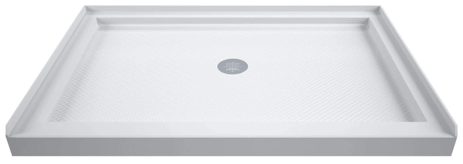 DreamLine SlimLine 32 in. D x 48 in. W x 2 3/4 in. H Center Drain Single Threshold Shower Base in White, DLT-1132480