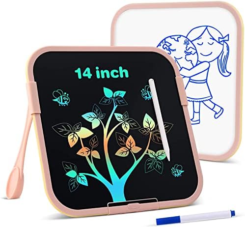 BlueSwan LCD Drawing Board,14 inch Double-Sided Home Education Supplies Toys Gifts for 4 5 6 7 8 Year Old Girls Boys - Pink