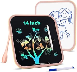 BlueSwan LCD Drawing Board,14 inch Double-Sided Home Education Supplies Toys Gifts for 4 5 6 7 8 Year Old Girls Boys - Pink