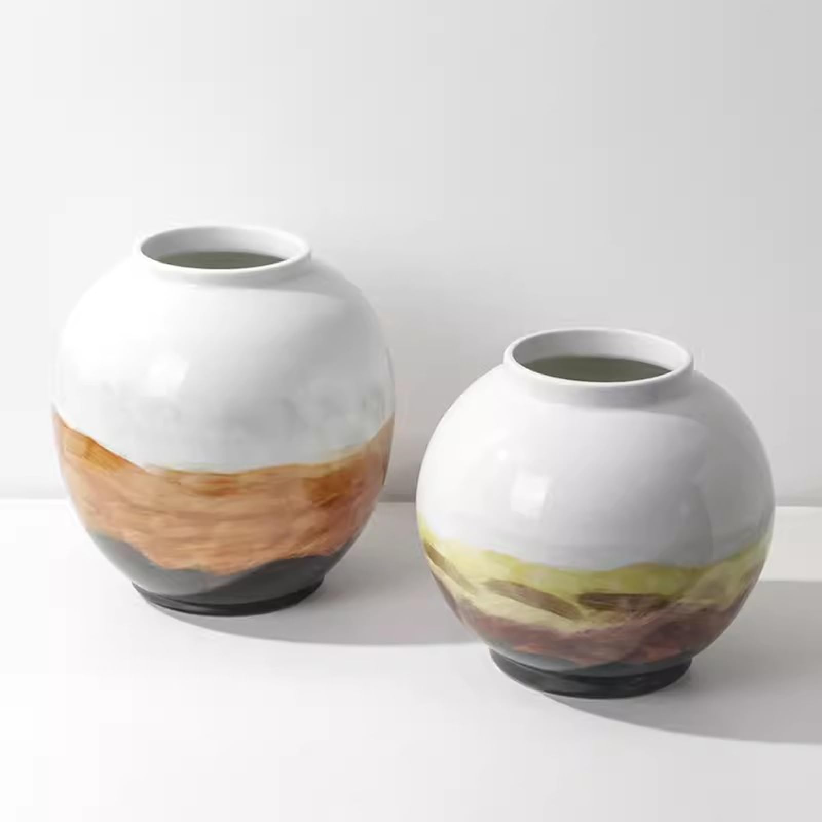 Jarrones Decorativos Modernos Nuevo jarrón de cerámica Pintado a Mano de Estilo Chino, Adornos for Sala de Estar, vestíbulo, Estante Antiguo, decoración de estantería Jarrones(L)