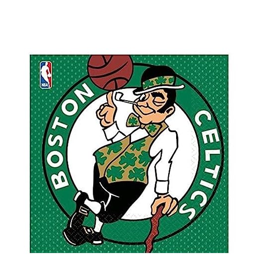 Amscan Sports & Tailgating NBA Party Boston Celtics Luncheon Napkins (16 Piece), Multi Color, 6.5 x 6.5"
