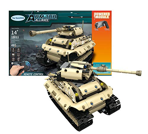 Toy Essentials 497 Pieces Army Battle Tank Remote Control Building Block Set