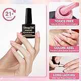 Shining She Gel Nail Polish Kit - 6 Colors Light Pink Glitter Gel Polish, Soak-Off UV/LED Nail Polish for Salon DIY Home, 8ML - Image 4