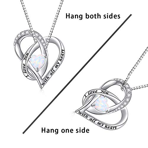 Creato opale cuore collana in argento Sterling 925...