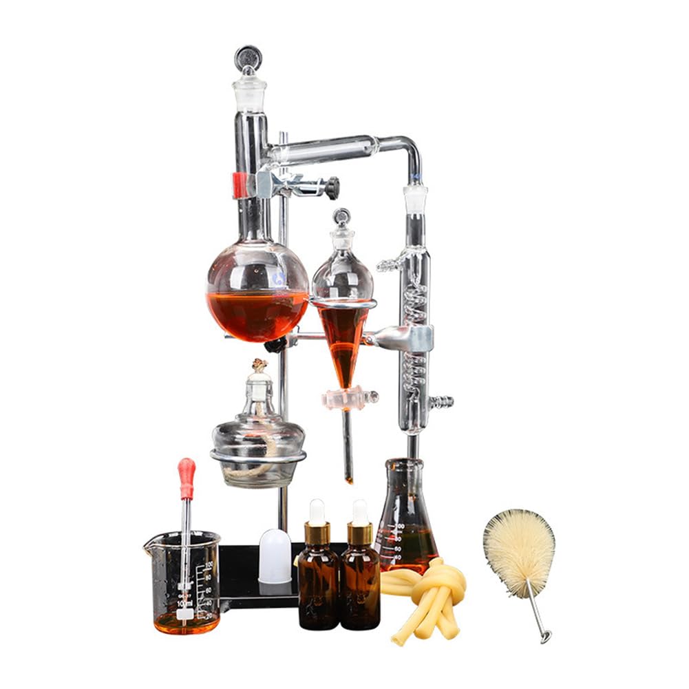 Zestaw domowego sprzętu do destylacji - do produkcji olejków eterycznych, destylacja szkła chemicznego, zestaw szkła laboratoryjnego, kolba 1000 ml