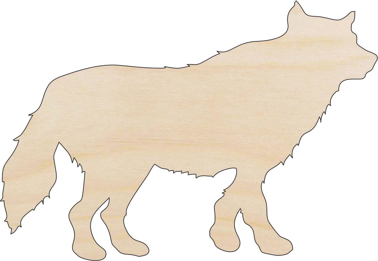 Wolf - Laser Cut Out Unfinished Wood Craft Shape ANML94 7" / 1/8" thick