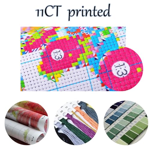 Image of Leczany Cross Stitch Stamped Kits for Adults Beginners Patterns Craft Kit Needlepoint Full Range of DIY Embroidery Kits Starter 11CT 3 Strands | Cat Starry Sky 16.5x16.5 inches