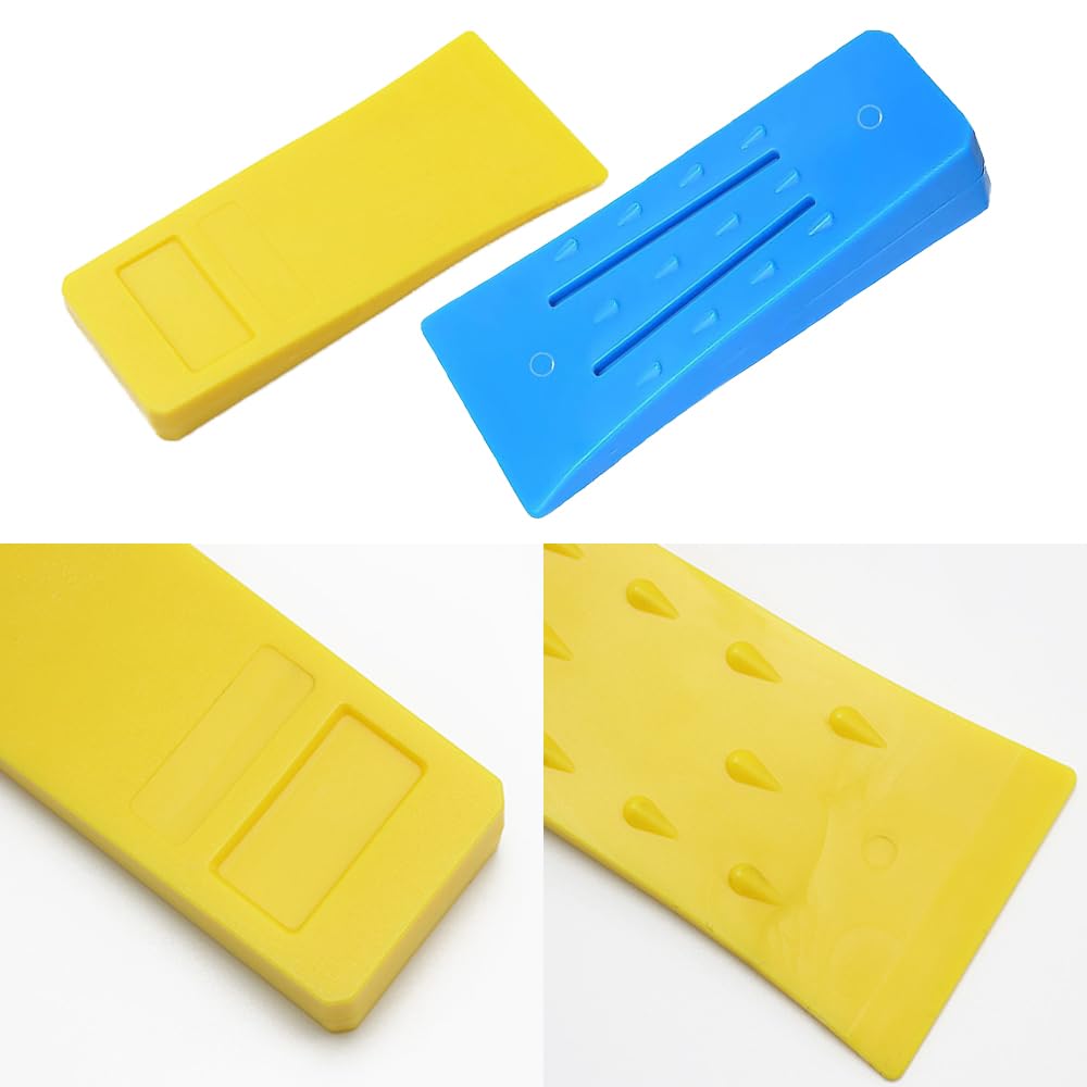 3 Pièces Cale d'Abattage En Plastique,Cales D'Abattage 6 Pouces Avec Gants Et Sac De Rangement,Coins D'Abattage D'Arbres Plastique Pour Abattage Contrôlé (Rouge, Bleu, Jaune)