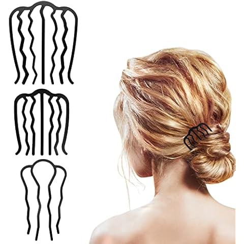WLLHYF 3 STÜCKE Haargabel Clip Haarseitenkämme U-förmige unordentliche Hochsteckfrisur Haarnadel Zahnnadeln Stick Vintage Fleischbällchen Haarstyling-Werkzeug Zubehör Cover