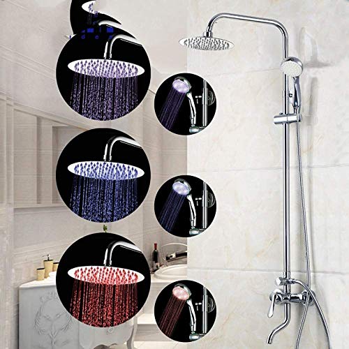 Dusche Wand befestigter Niederschlag LED Dusche-Sets-Messingbadezimmer-Kopf-Dusche-Hahn mit LED-Spray Handmixer Dusche Sets
