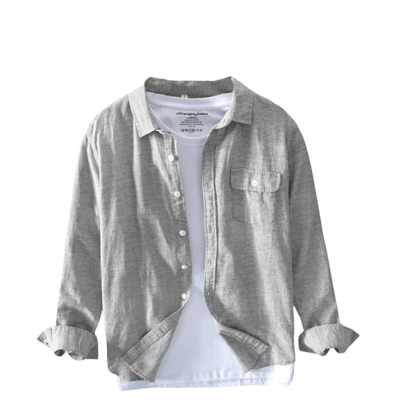 Chemise en coton lin pour homme respirante et douce contre la transpiration