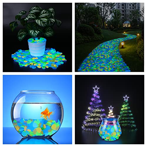 Image of Kaiyuan Dynasty 100Pcs Colorful Glow in The Dark Pebbles，15-20mm Glowing Stones for Garden,Outdoor,Yard, Aquarium, Walkway,Pathway （Color