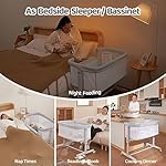 Ezebaby Baby Bassinet Bedside Sleeper, Portable Bedside Bassinet for Baby Newborn Infants with Adjustable 7 Heights and All Mesh Sides, Mattress & Sheet Included - Image 5