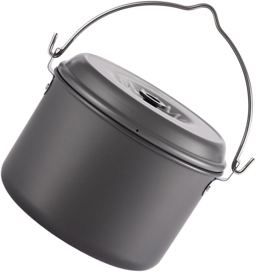 1Pc Capacity Camping Pot with Folding Handle Portable Outdoor Cooking Cookware for People for Campfire Cooking and Hiking Adventures