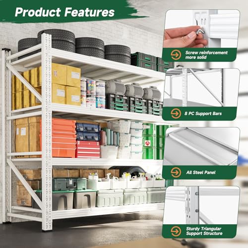 Image of Letaya 4000LBS Storage Shelves Heavy Duty,60 inch W Garage Shelving Units, 4 Tier Adjustable Utility Rack Shelf,Large Metal Industrial Shelves,for Shop,Warehouse,Basement (60 inch W x 24 inch D x 70 inch H)