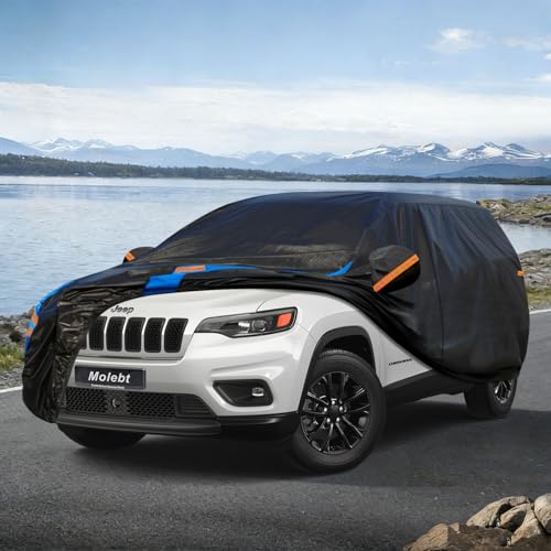 Image of Custom Fit SUV Car Cover for Jeep Cherokee (2013-2025), Upgraded Waterproof All Weather Outdoor Auto Cover with Driver Door Zipper & Mirror Pockets, UV /Snow /Dust Protection