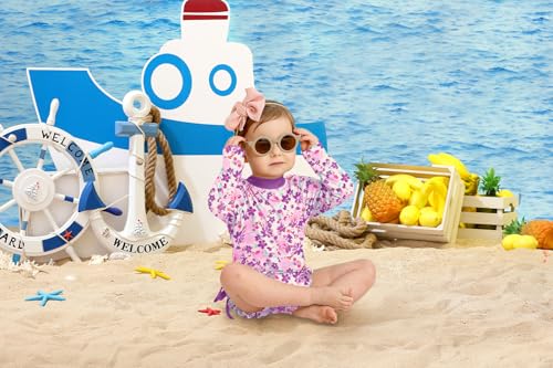 Image of BesserBay Baby Girl Swimsuit UPF 50+ Long Sleeve Zipper Snaps Bottom One Piece Rash Guard 0-36 Months