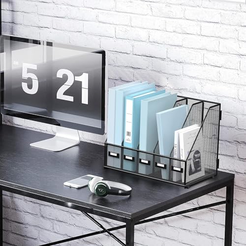 SUPTIDY Metal Magazine File Holder for Desk with 5 Vertical Compartments - Image 3
