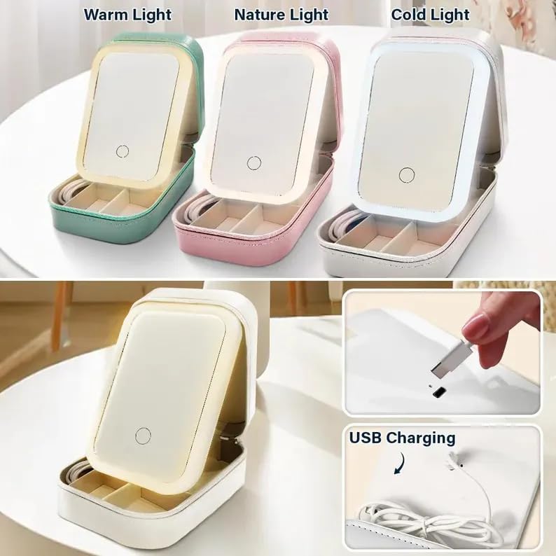 PRIMIT LED Travel Jewelry Case with Mirror, 10 Sealed Book Lover Girl - Image 3