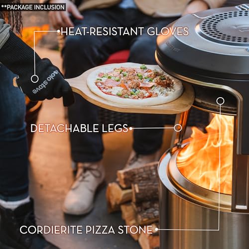 Image of Solo Stove Ranger Pi Fire | Pizza Oven Accessory for Ranger Fire Pit, Incl. Carry Case & Cordierite Pizza Stone, Wood Burning Assembly, Stainless Steel, (H x Dia): 15.7 x 15 in, 13.4 lbs