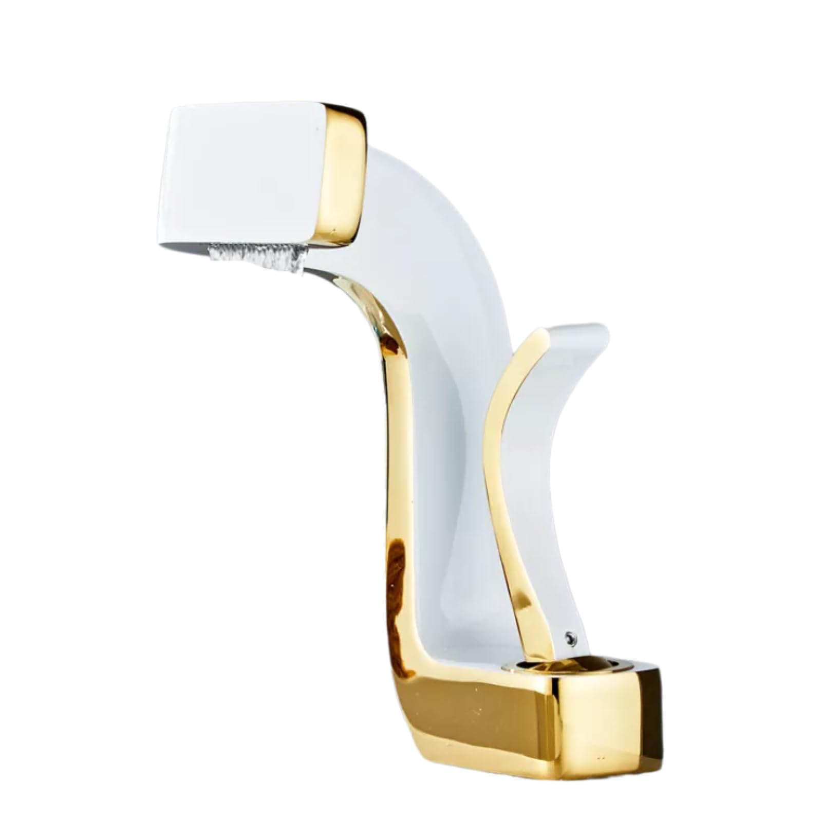 Robinet de lavabo cascade en cuivre haut de gamme blanc et or pour vasque de salle de bain d'hôtel
