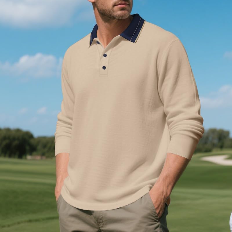 Men's Casual Shirt - Spring/Autumn Long Sleeve Solid Color 1/4 Button Collared Shirt for Vacation Daily Wear - Image 2