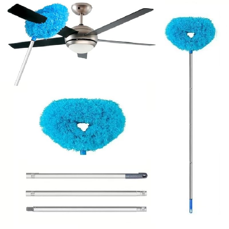 Image of Ceiling Fan Cleaner Duster, Adjustable and Removable Fan Blade Cleaner from 18 to 62 Inches for Cleaning Walls Bookshelves Furniture Door Window Top (Blue)