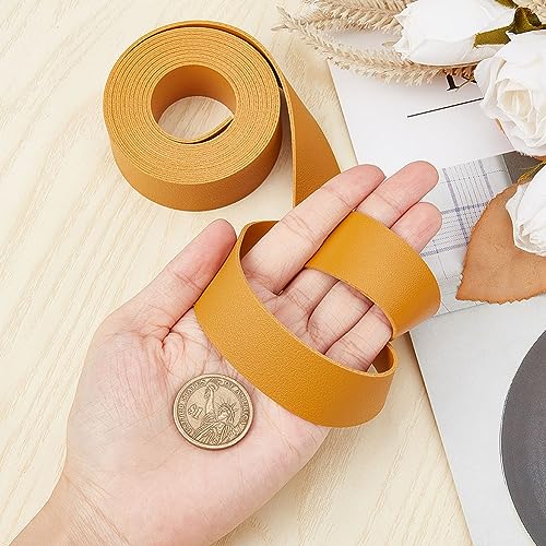 GORGECRAFT 79" Long Flat Leather Belt Strips Bright Yellow Double Sided Leather Strap 1" Wide Soft Pu Leather Strap Roll for Crafts Pet Collar Shoulder Straps Hat Bands Wrapping Making - Image 3