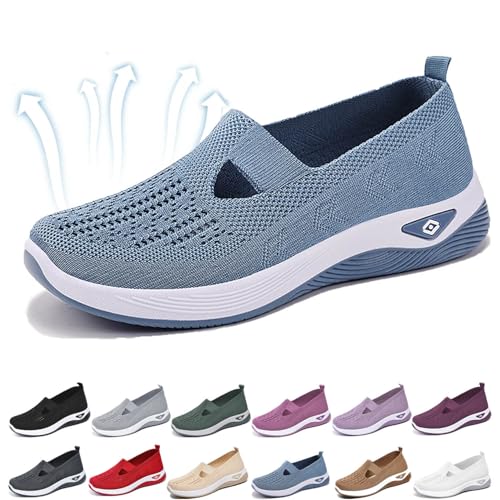 Beemoda Orthopedic Shoes, 2025 Women's Casual Breathable Slip on Orthopedic Walking Sneakers Woven Soft Shoes W/Arch Support