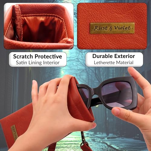 Image of MyEyeglassCase Soft Crossbody Sunglasses Case, Large to XL Squeeze Top Glasses Pouch, Women Eyeglass Holder Sleeve Travel Bag