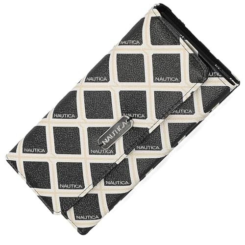 Image of Nautica Money Manager RFID Womens Wallet Clutch Organizer (Black /Bone)