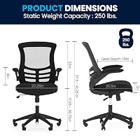 Flash Furniture Mid-Back Black Mesh Swivel Ergonomic Task Office Chair with Flip-Up Arms — image 3