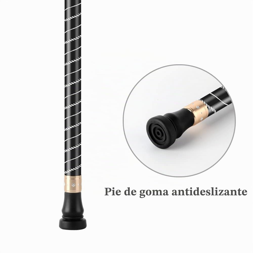 Bastón de Caminar Ajustable en Altura para Hombre y Mujer, caña de Caminar OOCOME Ajustable con luz LED y Puntas de Goma, caña de Caminar de Aluminio para Personas Mayores, Ancianos