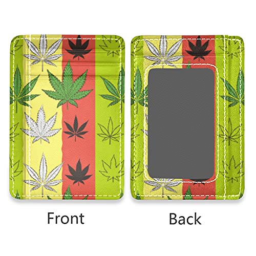susiyo Marijuana And Weed Leaf Symbol Slim Minimalist Wallets Rfid Blocking Card Wallets PU Leather Front Pocket Wallets for Men and Women2
