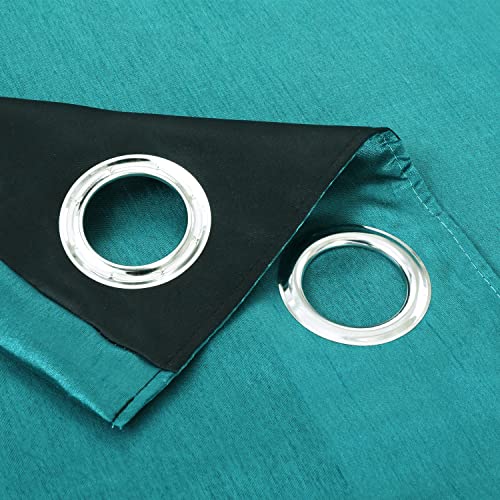 Image of GYROHOME Faux Silk Blackout Curtains, Fully Lined Solid Color Window Treatment Drapes for Bedroom and Living Room Thermal Insulated Grommet Top Room Darkening Drapes, (Teal, 52x84, 2 Panels)