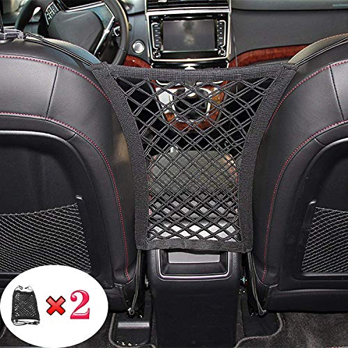 MagiqueW Car Seat Storage Mesh/Organizer(2PCS - 2 Lays Back Seat Elastic Cargo String Net Pouch Holder for Bag Luggage Pets Kids Barrier Disturb Stopper(2PCS