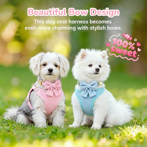 RoseYouth Step-In Cotton Harness & Leash Set with Bowtie (Pink, M) — view 8