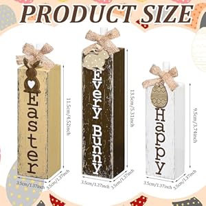 3 pcs easter table decor happy easter block sign easter tiered tray decor rustic farmhouse wooden tabletop centerpieces wood bunny decor for spring decorations home kitchen shelf office  urban country home decor