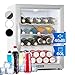 Klarstein Beersafe XL - Frigorifero Piccolo, Mini Frigo da Camera, Minibar, Porta in Vetro, 42 dB, LED, Struttura in Acciaio, Classe D, Ripiani in Metallo Flessibili, 60 L
