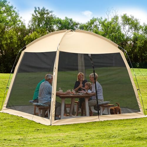 12'x12' Camping Screen Tent - Portable Screen Canopy 8-10 Person&Instant UV Resistant Sun Shelter,Easy to Set Up&Mosquito Net Tent&Waterproof,Suitable for Family Camping Trip,Backyard,Picnic