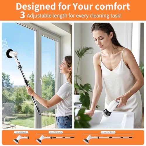 Image of Electric Spin Scrubber for Cleaning Bathroom,Cordless Power Shower Scrubber - Electric Cleaning Brush for Tile Tub Bathtub Kitchen Wall Cleaning