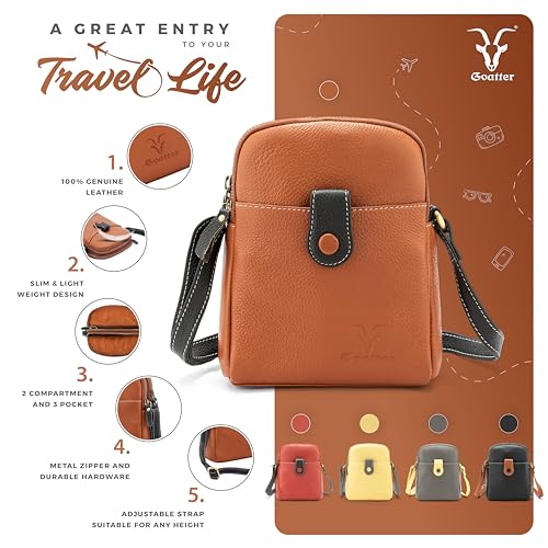 Image of Goatter Genuine Leather Small Sling Cross-Body Bag For Girls And Women's