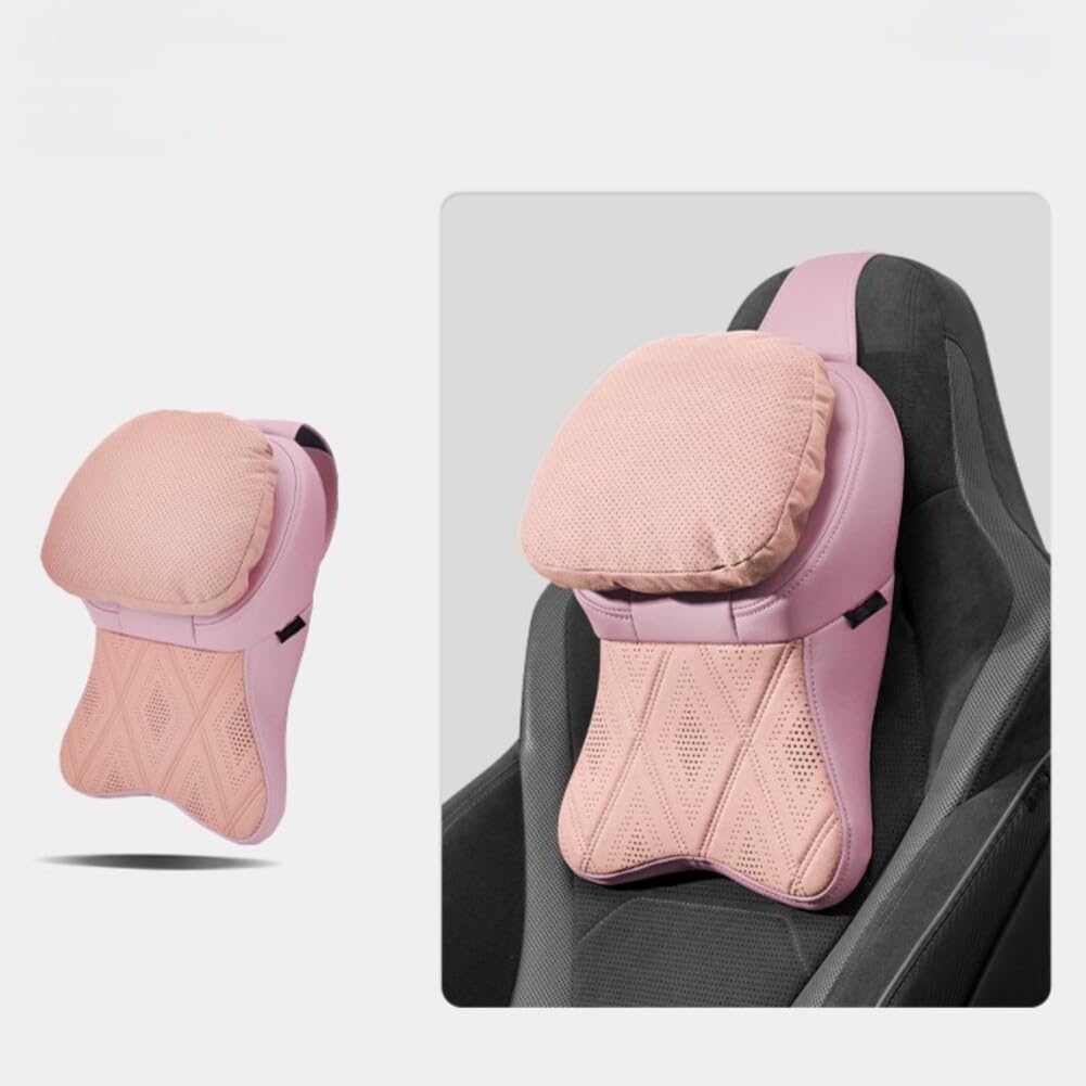 Coussin appuie-tête de voiture en mousse à mémoire de forme avec soutien ergonomique du cou, housse en daim souple et sangles réglables pour sièges de véhicule universels, beige