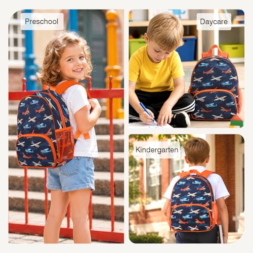 Image of Toddler Boys Girls Preschool Backpack,Travel Bag for Kindergarten, Airplane School Bag for Kids 3-6