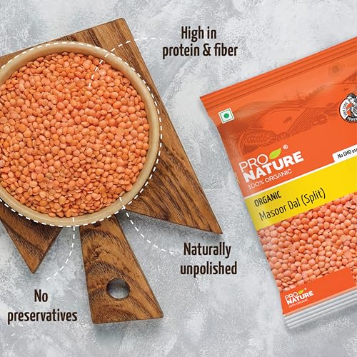 Image of Pro Nature Organic 100%, Masoor Dal Split, 500g (Pack of 2)