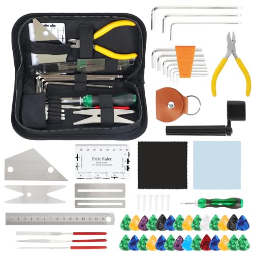 PopuLike 61Pcs Guitar Maintenance Kit with Picks for Guitars