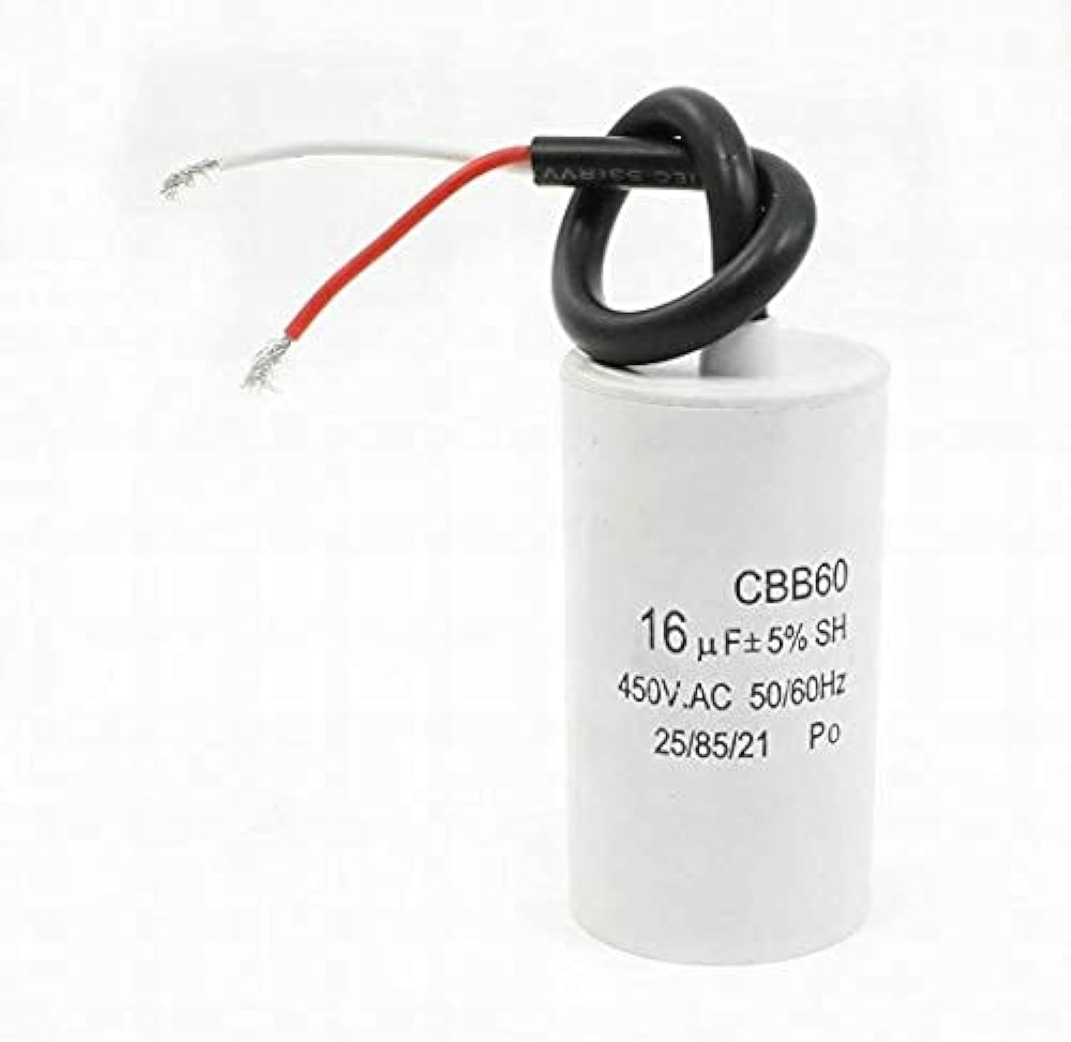 Cbb60 Motor Capacitor with Wire Lead 16Uf 450Vac Frequency 50/60Hz White Capacitor
